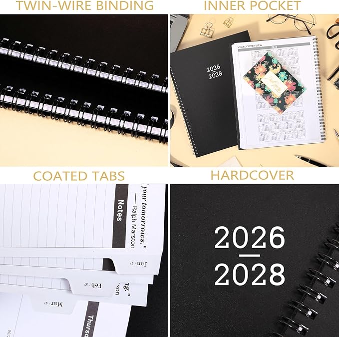 Monthly Planner 2026-2028 - 2026-2028 Monthly Planner, 24 Months, 9'' x 11'', JUL. 2026 - JUN. 2028 with Inner Pocket, Coated Tabs