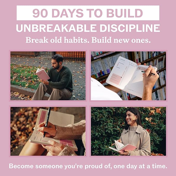 Undated Daily Planner | 90 Day Daily & Weekly Productivity Journal with Hourly Schedule, To Do List, Goal Tracker & Habit Tracker | ADHD Planner for Men & Women | Hardcover Agenda (Pink)