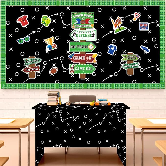 Qyeahkj Football Bulletin Board Paper Roll Football Tactic Bulletin Board Background Paper Fade Resistant Classroom Decoration Poster Art Craft Home Wall Education Decoration Supplies 17.7in x 20ft