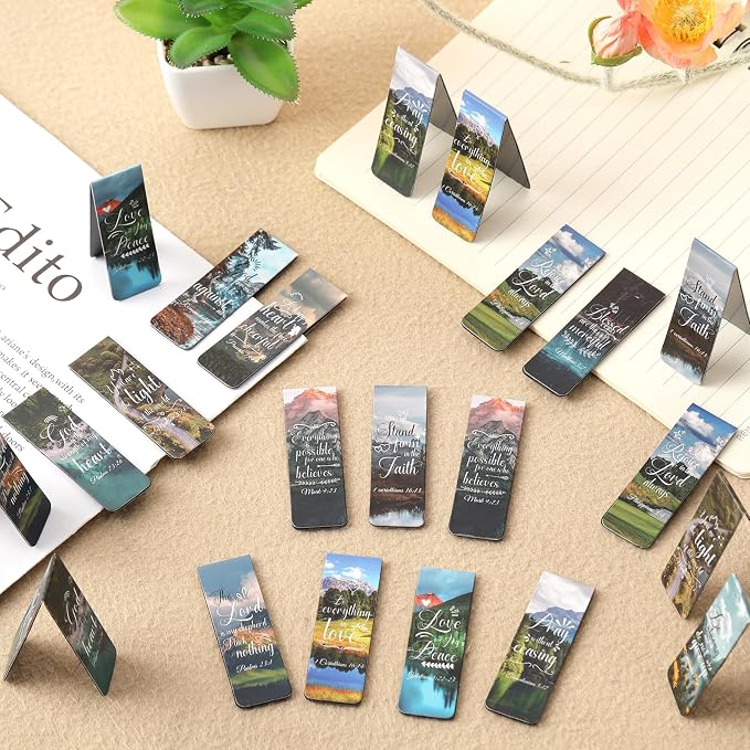 Bible Verse Magnetic Bookmarks - 30 PCs Christian Scripture Inspirational Aesthetic Book Marks Catholic Religious Motivational Book Marker Prayer Page Clips Reading Women Men Church Gifts