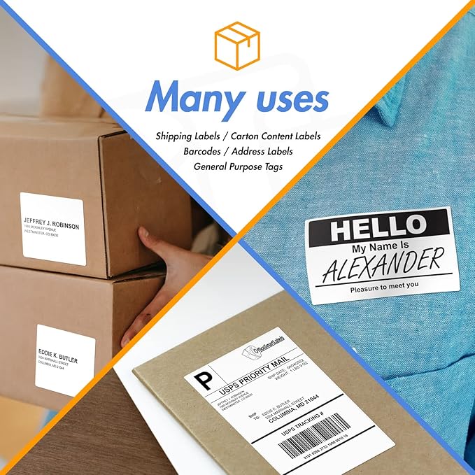 OfficeSmartLabels – 4" x 6" Direct Thermal Labels - Compatible with Zebra & Rollo Desktop Printers and More – 1” Core, Permanent Adhesive & Perforated [4 Rolls, 1000 Labels]