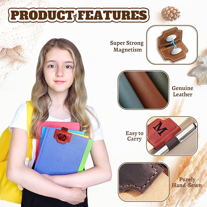 Custom Bookmark with Pen Holder Magnetic Leather Bookmarks Magnetic Leather Pen Holder Bookmark Personalized Bookmarks for Reading Women