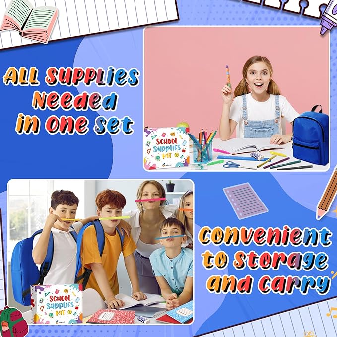 Gilprop 79 Pcs Christmas Gift Box for K-5 Elementary Middle Kit Bundle Bulk Essential for Operation Charity Xmas Gift(Navy Blue)