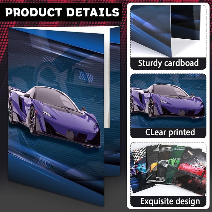 Car Decorative File Folder Set Car 2-Pocket Folder Set 6 Designs Teachers Students School Office Supplies Cool Car Pocket Homework Folders Bulk for Kids 12 Count 8.6in x 11.8in