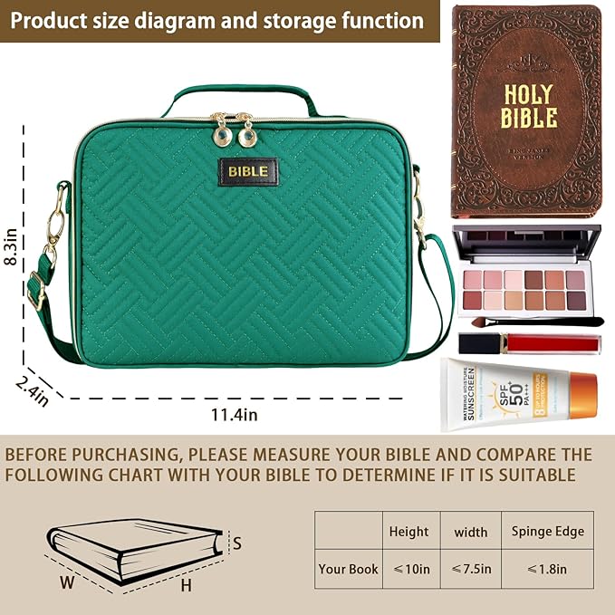 Bible Cover for Women Bible Case, Large Bible Bag, Bible Study Supplies Bible Journaling Kit Book Carrying Case with Bible Highlighters Tabs, Valentines Day Christian Gifts for Women（Pink) (Green)