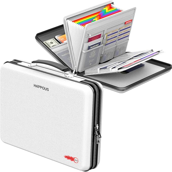 Fireproof Document Organizer, Fireproof Document Box | Portable Hard-Shell Fireproof Document Organizer Storage for Documents Laptop Passports Cards Gray