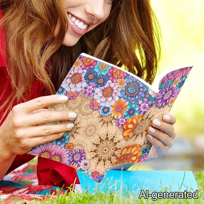 Dreaweet Boho Mandala Lotus Book Cover Stretchable Jumbo Books Covers Sox Protector Hardcover Textbooks Sleeve Schoolbook Case for Women Teen Girls