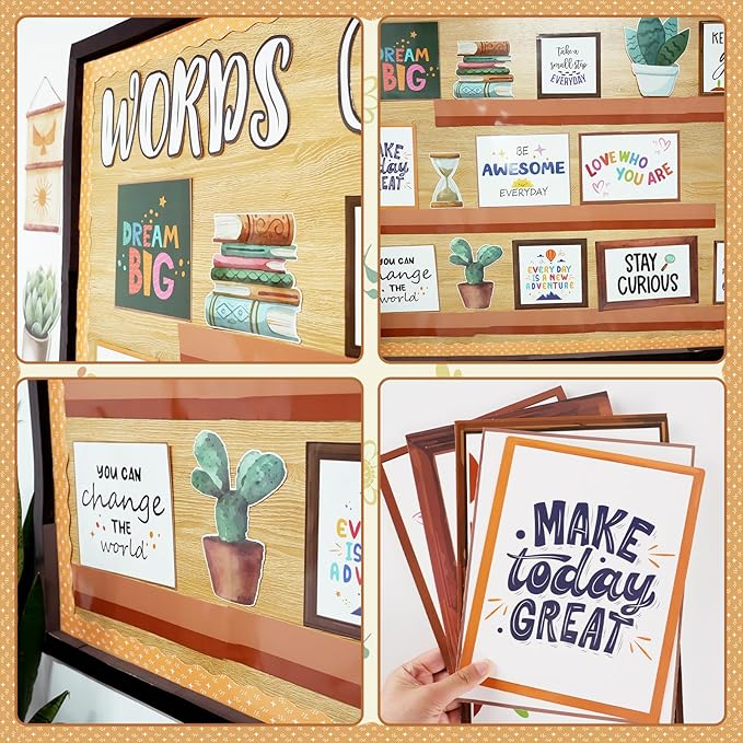 Bulletin Board Decorations for Classroom, Bookshelf Motivational Classrom Decor, Greenery Mental Health Bulletin Board Sets for Teacher Welcome Back to School Classroom Library Door Wall Decor