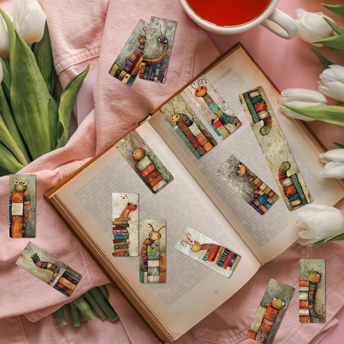 Funny Bookworms Magnetic Bookmark Gift - Wxiben 30 Pcs Book Lover Bookmarks Magnets Bookish Book Marks Cute Insects Page Magnets Marker Clip Gift for Women Men Students Teacher Teens Reading