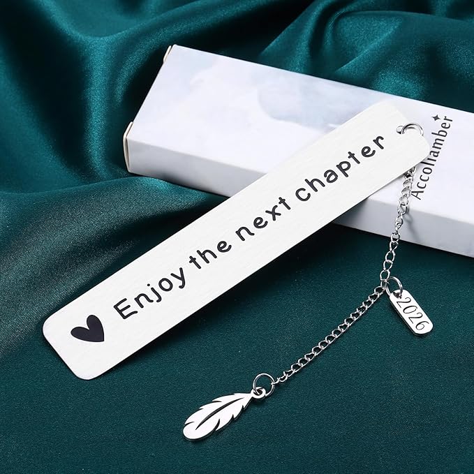 Graduation Gifts for Her Him Students 2026 Retirement Gift for Woman Men Friend Inspirational Wedding Christmas Anniversary Birthday Gifts Coworker Leaving Enjoy the Next Chapter Bookmark Book Lovers