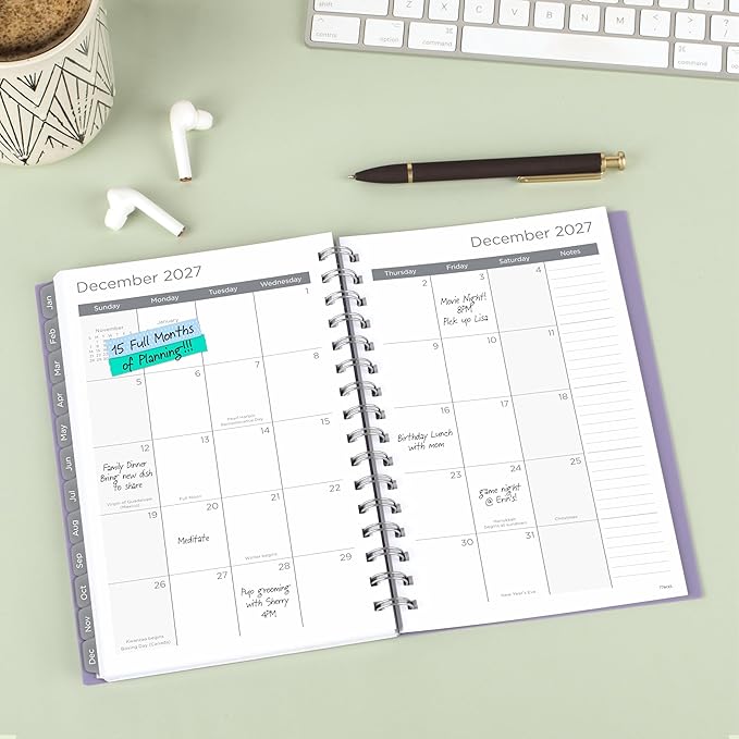 Mead 2027 Planner, Weekly & Monthly, 15-Month Oct-Dec, 5.5" x 8.5", Lilac (1806-200-27)