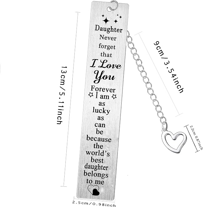Daughter Metal Bookmarks Daughter Birthday Christmas Graduation Gifts from Dad Mom I Love You Daughter Bookmark Present Keepsakes