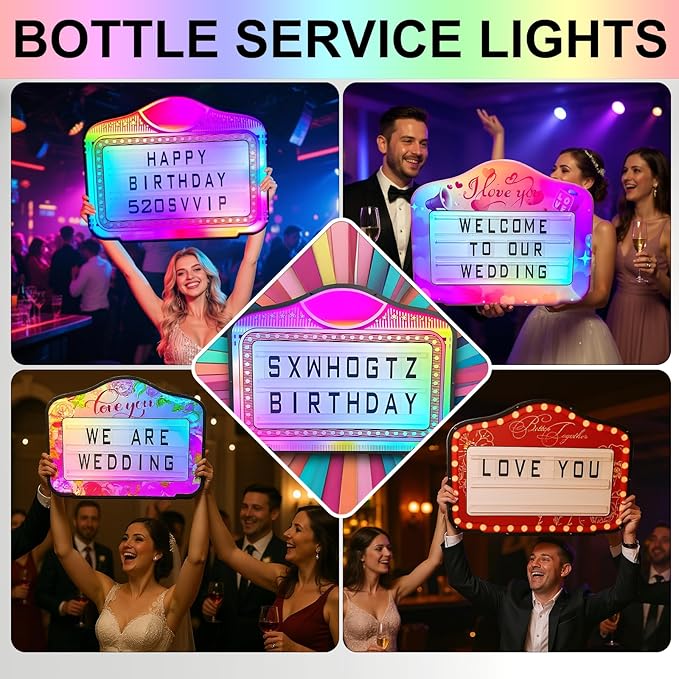 Letter Board Sign for Bottle Service Lights, Acrylic Letters for Wedding Bottle Service Sign, 2 Set (A)