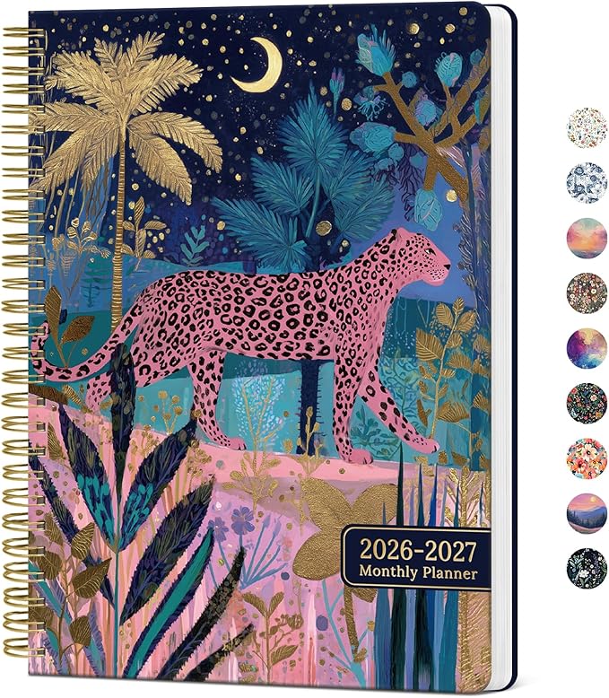Monthly Planner 2026-2027, Aesthetic 2 Year Months Planner Calendar, 24-Months from January 2026 - December 2027, 26-27 Monthly Calendar Planner, Perfect for School Office Home, 7" x 10" - Midnight Jungle