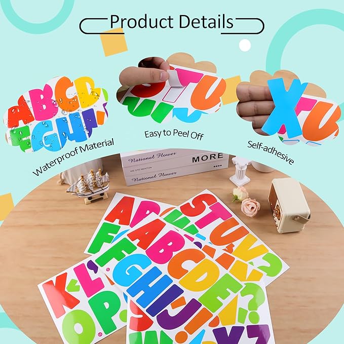 Large Letter Stickers Bulletin Boards Letters Alphabet Stickers Vinyl Self Adhesive Sticker Letters for Poster Bulletin Boards Window Door Mailbox Crafts Classroom Home Decor(Colorful,3 Inch)
