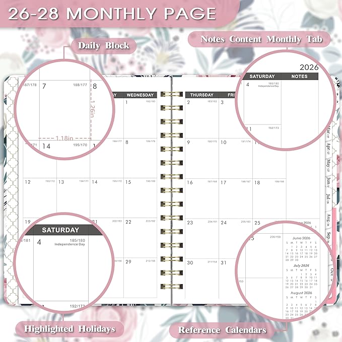 2026-2028 Monthly Planner - 3 Year Monthly Planner 2026-2028, JAN 2026 - DEC 2028, 8.4" x 6.3", Calendar Planner With Hardcover, 36-MonthTabs, Notes Pages, Inner Pocket, 36-Month Calendar - Flowers