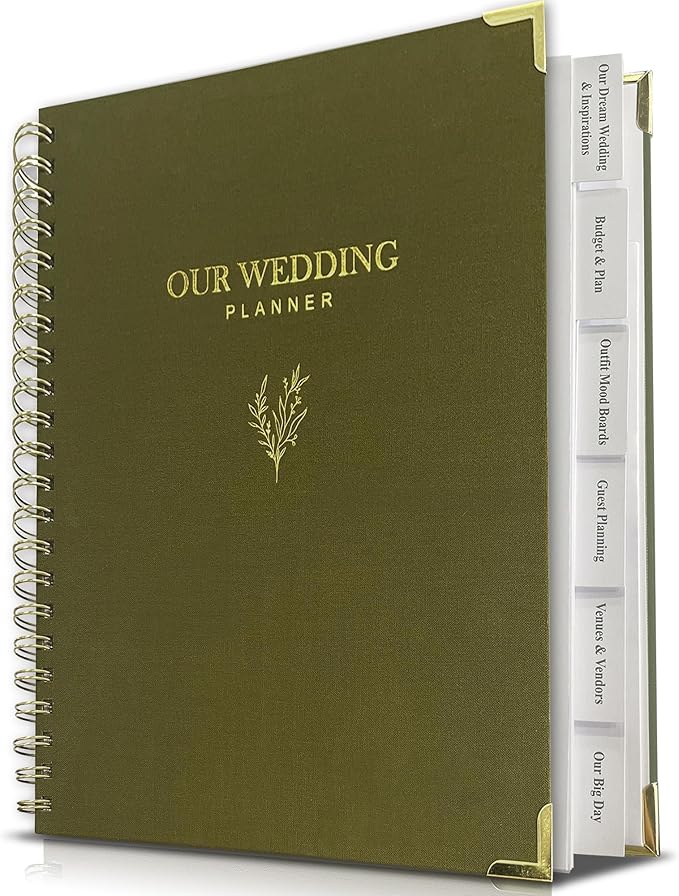 Wedding Planner Book and Organizer for Bride, Elegant Linen Cover Wedding Planning Binder with Checklists, Pockets & Calendars,Perfect Engagement Gifts for Couples