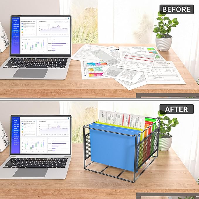 2 Pack Hanging File Folder Frame Letter/Legal Size,Hanging Files Holder Rack for Desk Organizer,Hanging Folder Rails,Only Fit Filing Cabinet Drawers over 10" in Height,15.2" Lx12.4 Wx10 H