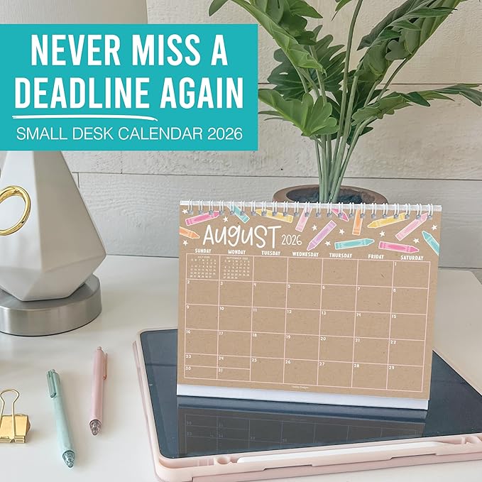 Small Desk Calendar 2026-18-Month 2026 Desk Calendar Small for Home, Office & Classroom, Standing Flip Desks Calendars 2026-2027, Teacher Appreciation Gifts, Graduation Gifts