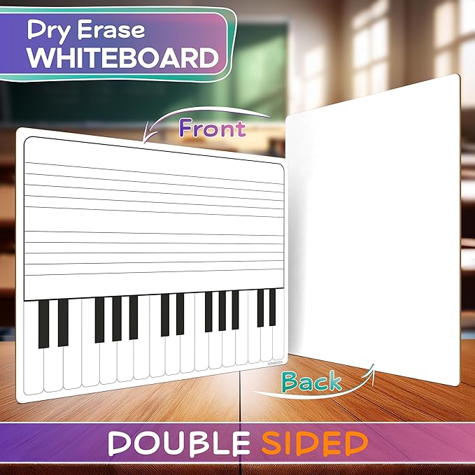 SCRIBBLEDO 11 x 14 Inch Keyboard Practice Dry Erase White Board Lapboard Durable Portable Double Sided Music Whiteboard for Kids Students Musicians Music Class Supplies