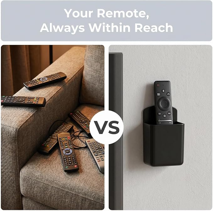 2 PCS Remote Control Holder Wall Mount, TV Air Conditioner Remote Control Holder, Self Adhesive Pen Holder Organizers and Accessories for Home Office School, Black