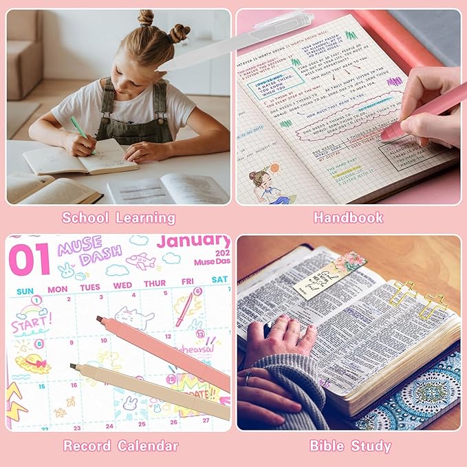 HRFGWDD Bible Study Supplies & Journaling Kit for Women with Highlighters & Pens,Tabs for Women, Sticky Notes, Bookmarks & Cross Clips – Bible Annotation Kit for Scripture Study(41pcs)