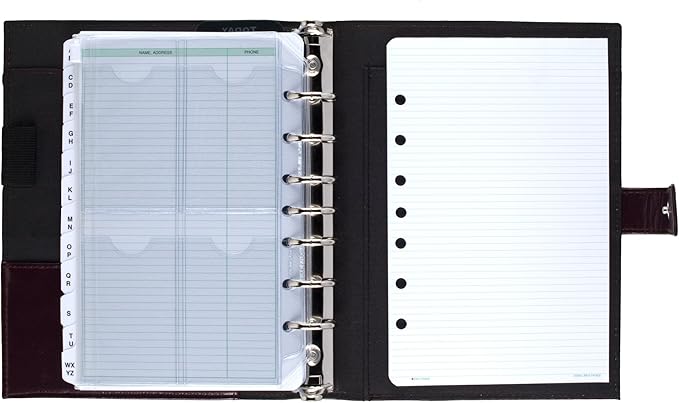 Day-Timer Framed Slim Leather Starter Set, Undated, 7 Ring, Desk Size, 5.5 x 8.5 Inches, Black or Burgundy - Color May Vary (45090)