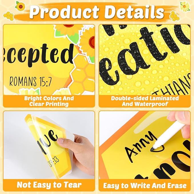 Qyeahkj Christian Bulletin Board Decorations Bee Jesus Bulletin Board Sets Bee Hive God Says You are Religious Classroom Wall Decor VBS Motivational Cutouts for Sunday School Home Church Supplies