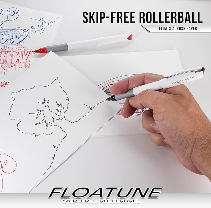Pentel Floatune Rollerball Pen, (1.0mm), Bold Point, Black/Blue/Red Ink, Pack of 8 (BY110PF8OFC)