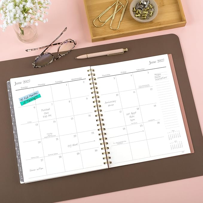 Mead Planner 2026-2027 Weekly & Monthly Academic 15-Month April-June, 8-1/2" x 11", Flower Patch (1804-905A)