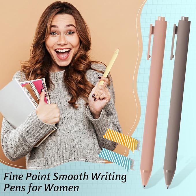 Crtiin 30 Pcs Gel Pens Bulk, 0.5mm Fine Point Black Ink Pens, Retractable Smooth Writing Quick Dry, Colored Aesthetic for School Office Journaling Teacher Appreciation Mother Day (Pastel Colors)