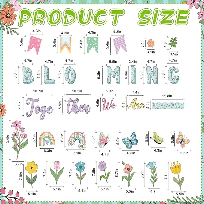 Pasimy Spring Bulletin Board Decorations Set 3D Sunflower Bulletin Board Bee Classroom Decor Honeycomb Butterfly Flower Kindness Cutouts Borders for Home Office Wall Door Window Supplies(Diverse)
