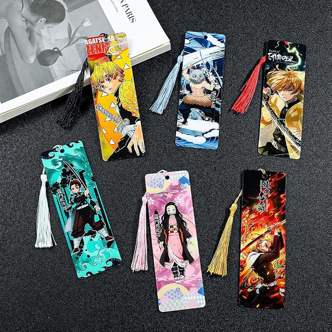 Anime Demon Kamado Acrylic Bookmark - Anime Tanjiron Zenitsu Giyuu Kyoujurou Figure Page Mark Reading Tool, Holiday Gifts for Reading Fans Book Lovers Bookworm (6pcs Style A)