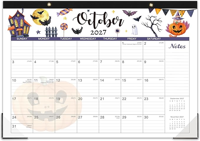 Desk Calendar 2026-2027, 18 Months Desk/Wall Calendar 2026-2027, July 2026 - December 2027, 17" x 12", with Large Ruled Blocks for Planning