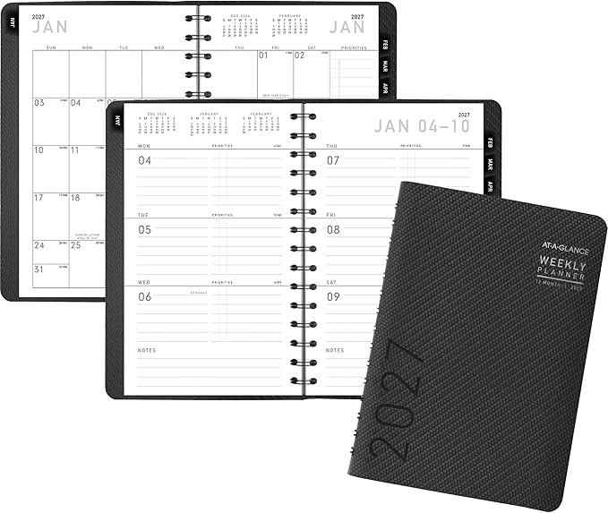 AT-A-GLANCE 2027 Planner, Weekly & Monthly, 5" x 8", Contemporary, Charcoal (70100X4527)