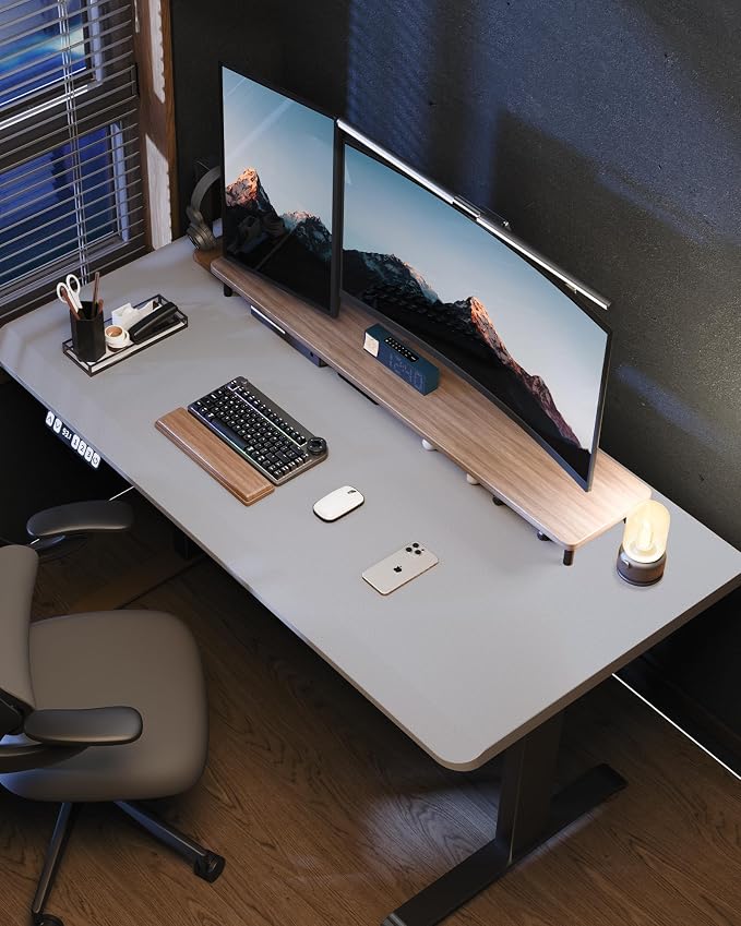 AFIING Large Desk Mat 55" x 24" - PU Leather Desk Pad Protector, Waterproof Non-Slip Extended Mouse Pad for Office Desk, Keyboard, Laptop and Home Workspace (Light Grey)