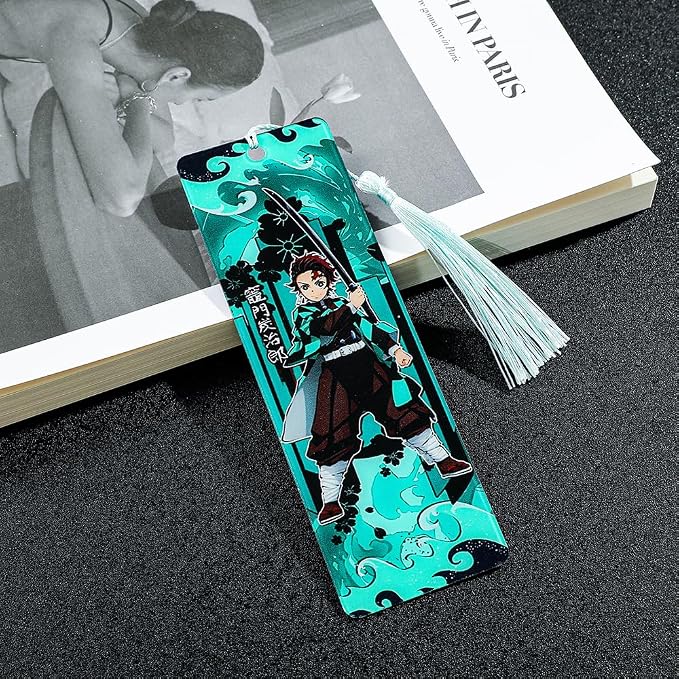 Anime Demon Kamado Acrylic Bookmark - Anime Tanjiron Zenitsu Giyuu Kyoujurou Figure Page Mark Reading Tool, Holiday Gifts for Reading Fans Book Lovers Bookworm (Style F)