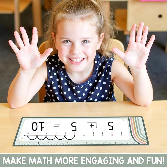 26 Pack Rainbow Boho Number Line Dry Erase Boards Cards, 14"x4", Double-Sided, 0-10 on One Side & 0-20 on Other Side, Math Manipulatives for Student, Education Classroom Must Haves