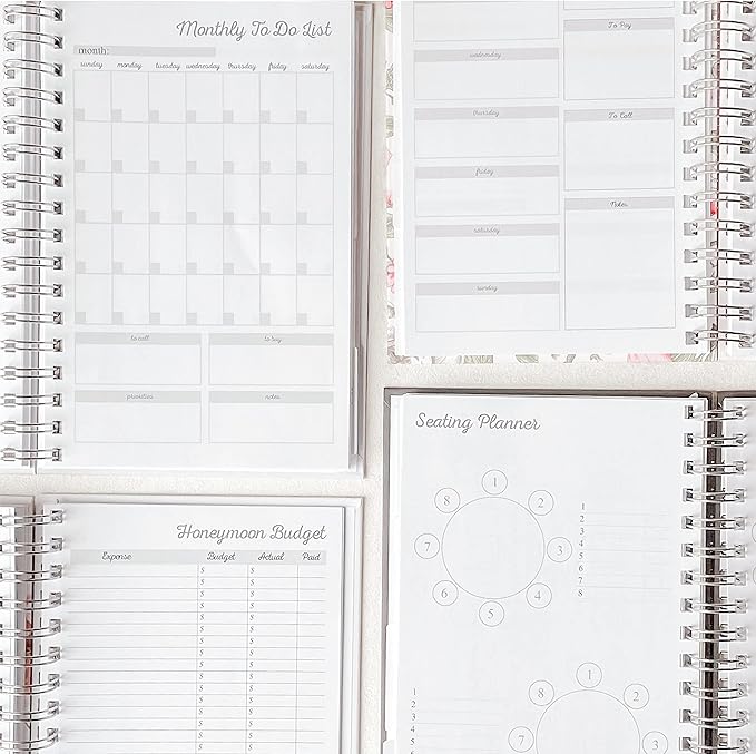 Wedding Planner & Organizer - Real Gold Foil- Diary Engagement Gift Book & Calendar, Bride Journal