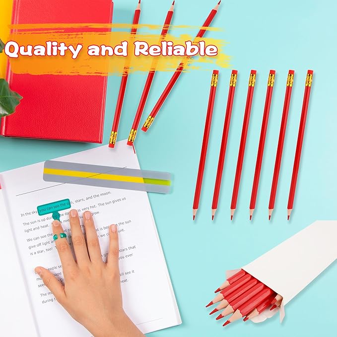 96 Pcs Red Pencils with Eraser Pre Sharpened Hexagon Pencils Erasable Red Checking Pen #2 HB Correcting Pen for School Office Supplies Grade map Check Test Drawing Coloring Editing