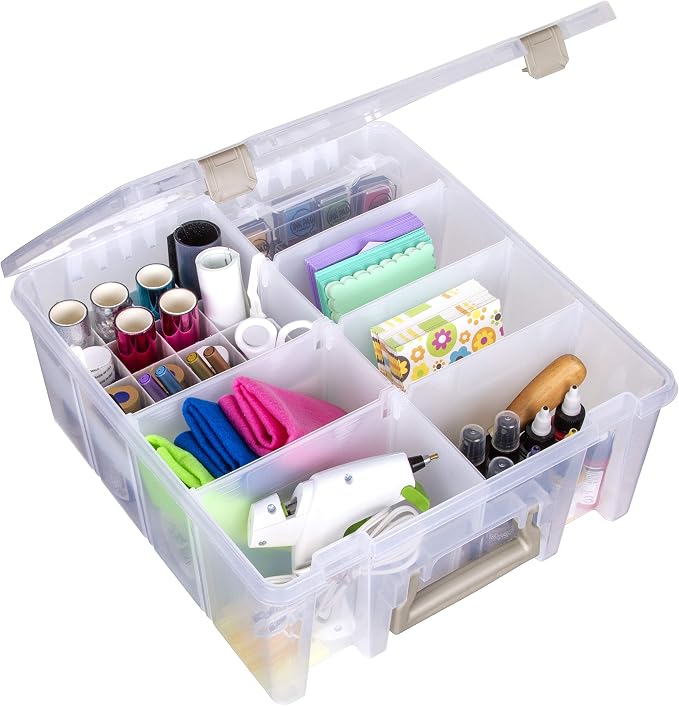 ArtBin 6993SP Super Satchel Double Deep with Papercrafting Accessory Tray, Clear, 1 Satchel & 1 Tray