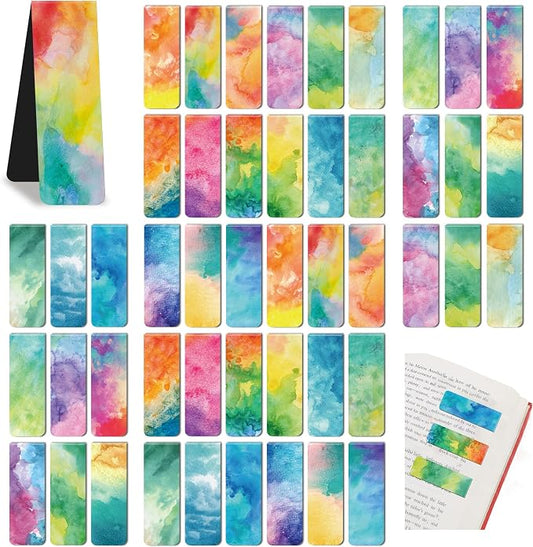96Pack Magnetic Bookmarks for Reading Women Men Teacher Book Lovers Gifts, Bookmarks Bulk Personalized Bookmark Magnet Bookmark Clips Cute Pretty Funny Book Markers (Watercolor)