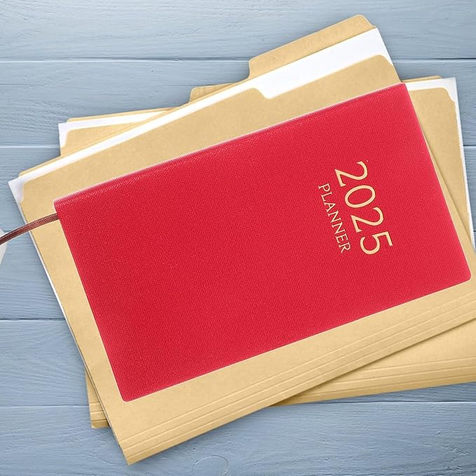 Alipis Weekly Monthly Planner Calendar Notebook for Men and Women Paper Cover Daily Appointment Organizer for Office Home School Red