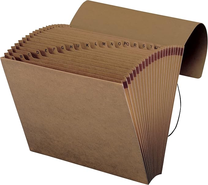 Smead Expanding File with Flap and Cord Closure, 21 Pockets, Alphabetic (A-Z), Letter Size, Kraft (70121) (Pack of 5)