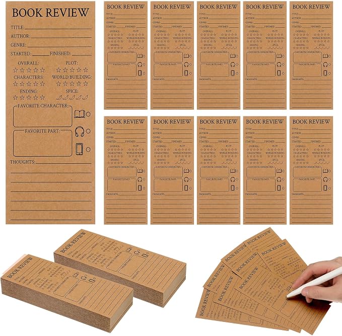 240 Pcs Back to School Teacher Gifts Colorful Book Review Bookmarks Bookclub Gifts Reading Page Cards for Book Lovers Women Students First Day of School Party Supplies(Simple,Kraft)