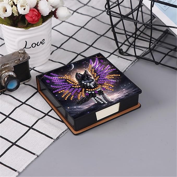 Wolf Diamonds Painting Kit Note Box,Animal Memo Paper Storage Box Diamond Art,Sticky Note Holder Diamond Art,Diamond Painting Memo Pad For Office Desk. (Wolf)