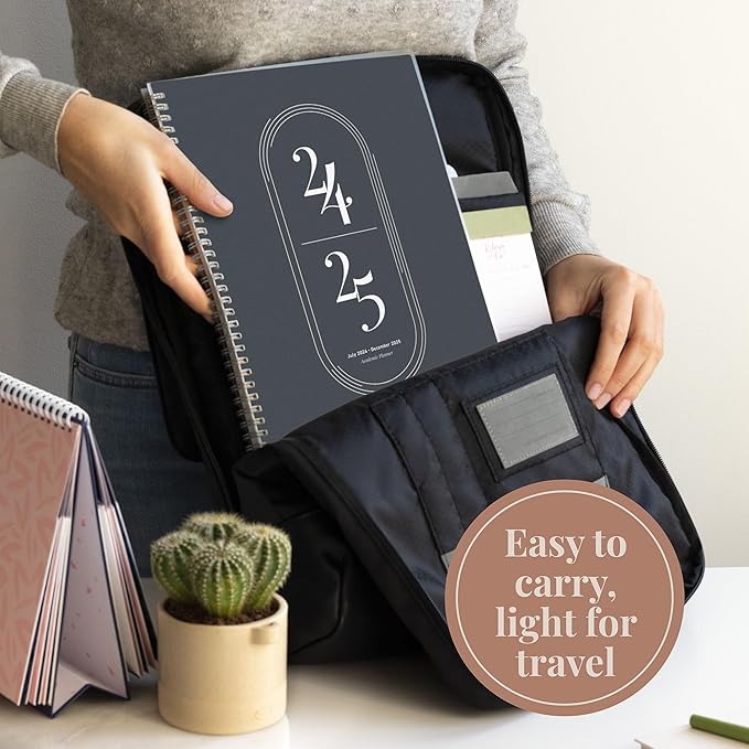 Rileys Academic Planner 2025-2026, Daily, Weekly & Monthly Planner, July 2025 - June 2026, Student Notes Pages, Twin-Wire Binding, Weekly Agenda for School & Work (8.5 x 11-Inches, Black)