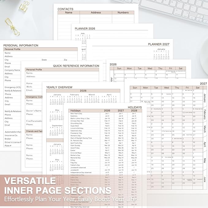 2026-2027 Academic Planner, Weekly & Monthly Appointment Book from Jul. 2026 - Jun. 2027, Work & Life Daily Hourly Planner with Time Slots, A5 Agenda Organizer for School Office, Brown, 8.4"x 6.1"