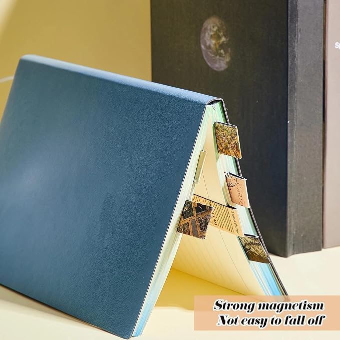 Tenare 12 Pcs Magnetic Bookmarks 12 Style Magnet Page Markers Assorted Bookmarks Clips for Reading Double Side Bookmark for Women Men Students Teachers End of School Year Gifts for Kids Bulk(Retro)