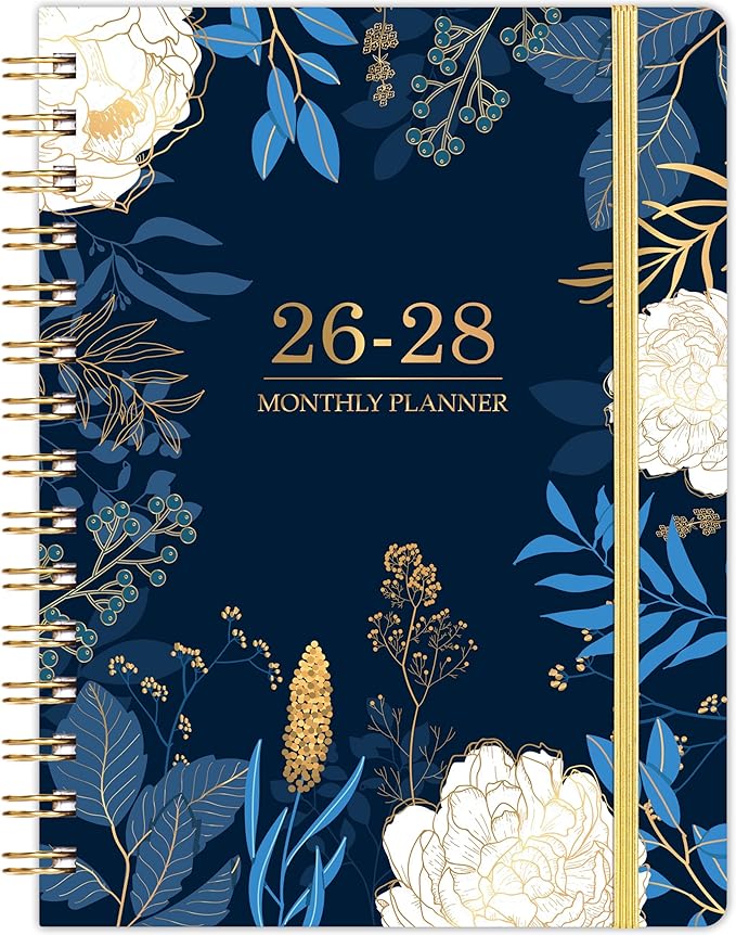 2026-2028 Monthly Planner/Calendar - 3 Year Monthly Planner 2026-2028, 6.3" x 8.4", Jan 2026 - Dec 2028, Months Tabs, Inner Pocket, Elastic Closure, Twin-Wire Binding